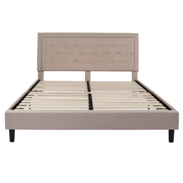 Roxbury King Platform Bed, Beige