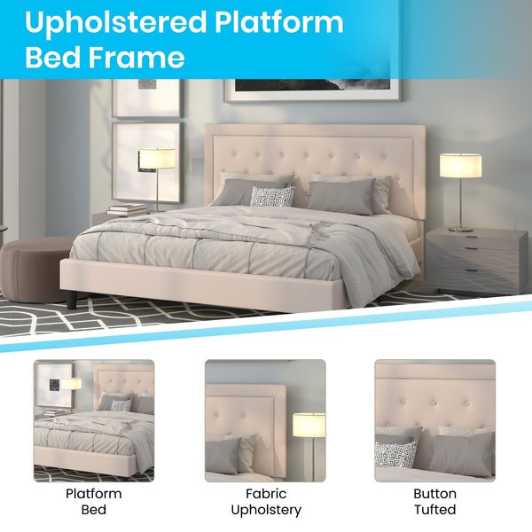 Roxbury King Platform Bed, Beige