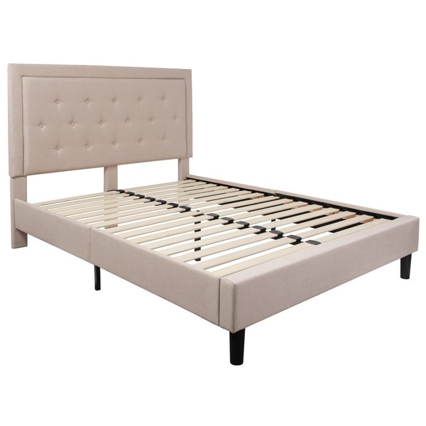 Roxbury Queen Platform Bed, Beige
