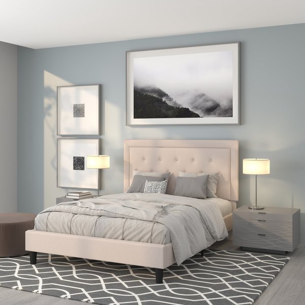 Roxbury Queen Platform Bed, Beige