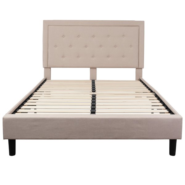 Roxbury Queen Platform Bed, Beige