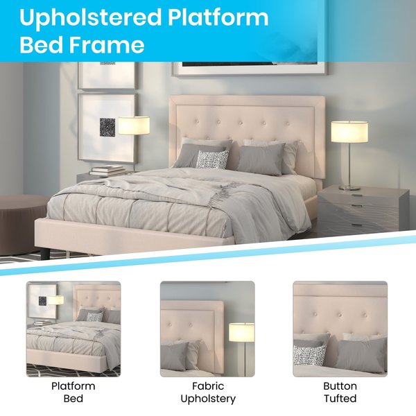 Roxbury Queen Platform Bed, Beige