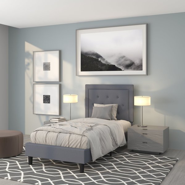 Roxbury Twin Platform Bed, Light Gray