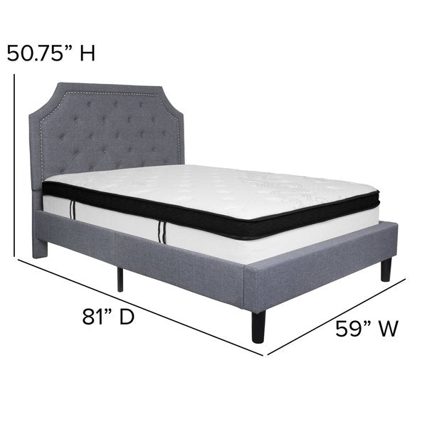 Full Platform Bed Set, Gray