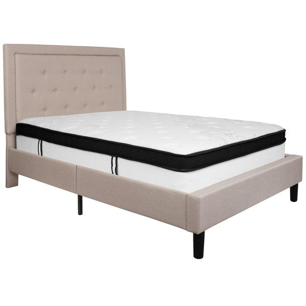 Full Platform Bed Set, Beige