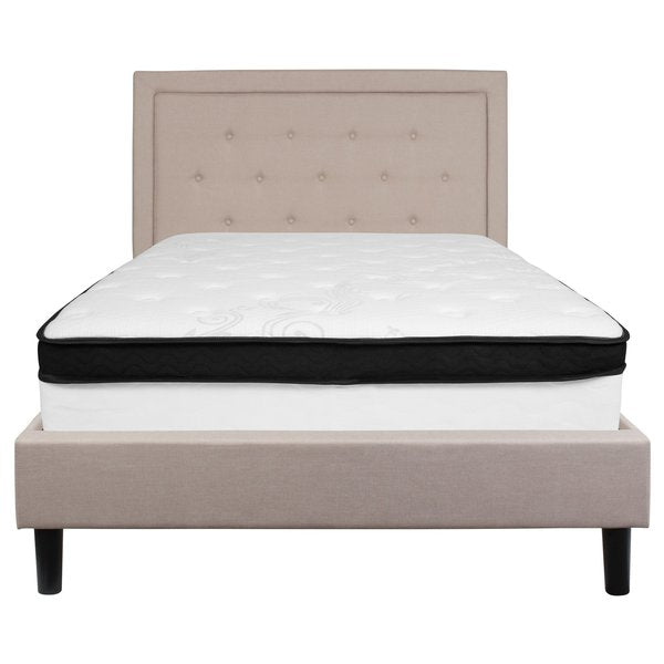 Full Platform Bed Set, Beige