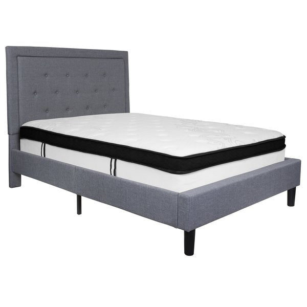 Full Platform Bed Set, Gray