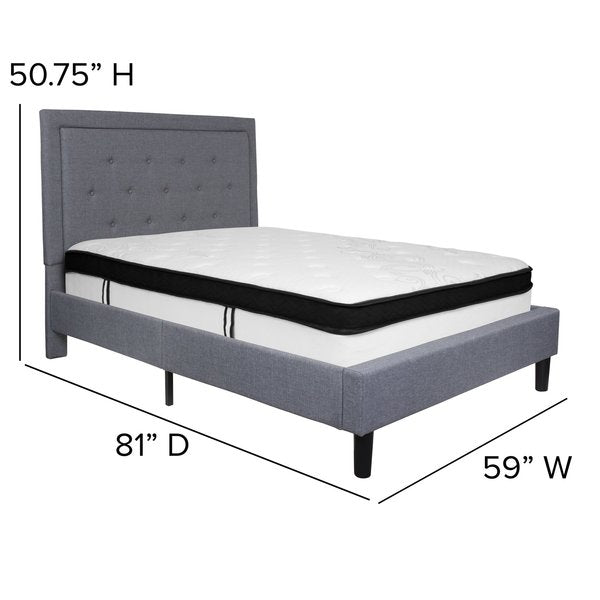 Full Platform Bed Set, Gray