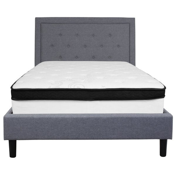 Full Platform Bed Set, Gray