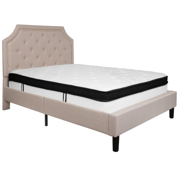 Full Platform Bed Set, Beige