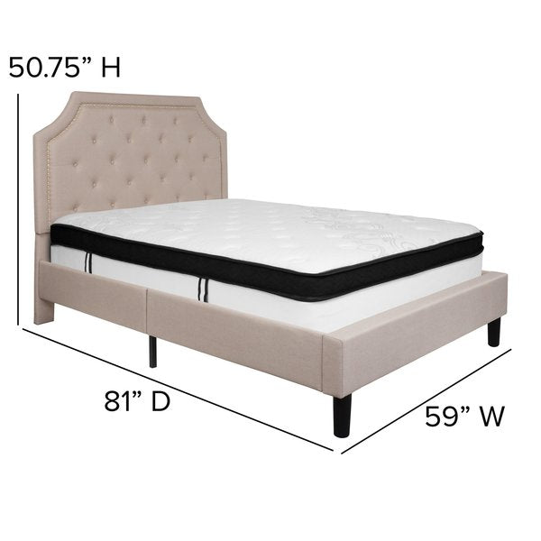 Full Platform Bed Set, Beige