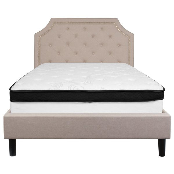 Full Platform Bed Set, Beige