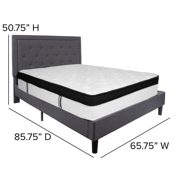 Queen Platform Bed Set, Gray
