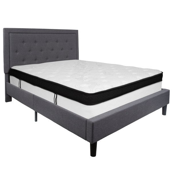 Queen Platform Bed Set, Gray
