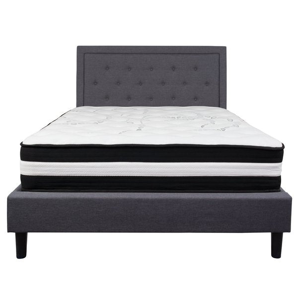 Queen Platform Bed Set, Gray