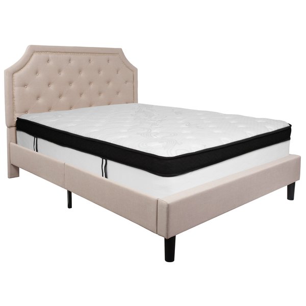 Queen Platform Bed Set, Beige