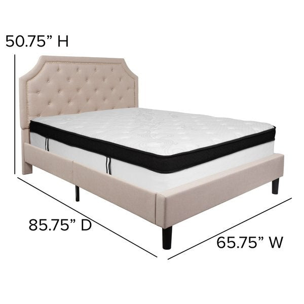 Queen Platform Bed Set, Beige