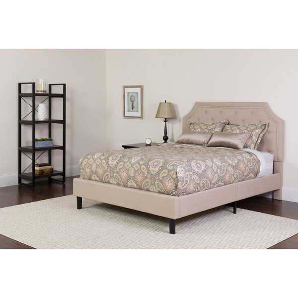 Queen Platform Bed Set, Beige