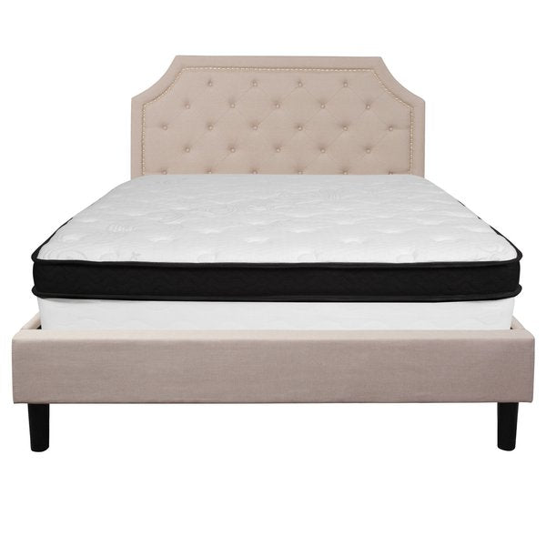 Queen Platform Bed Set, Beige