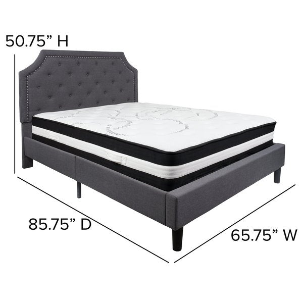 Brighton Queen Platform Bed Set, Drk Gry