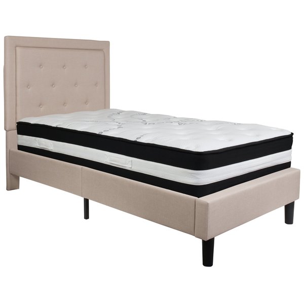 Roxbury Twin Platform Bed Set, Beige