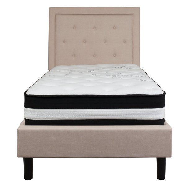 Roxbury Twin Platform Bed Set, Beige