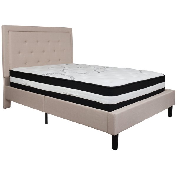 Roxbury Full Platform Bed Set, Beige