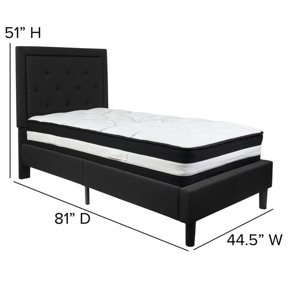 Roxbury Twin Platform Bed Set, Black