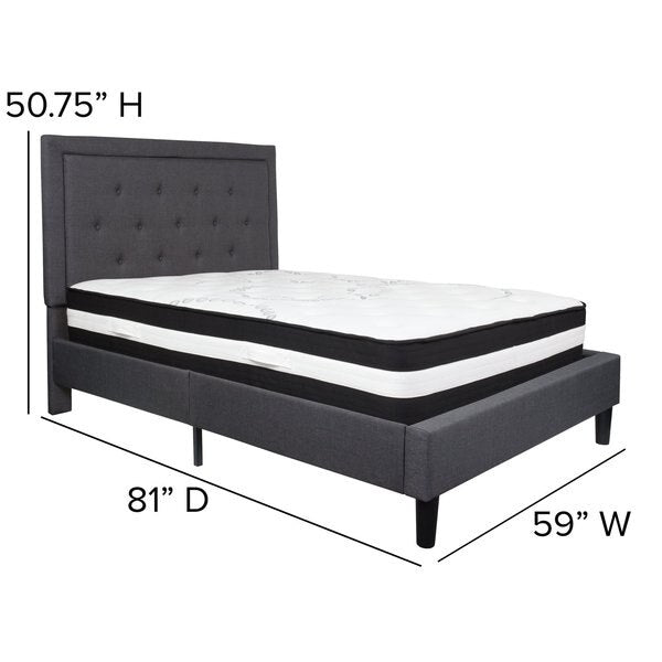 Roxbury Full Platform Bed Set, Dark Gray