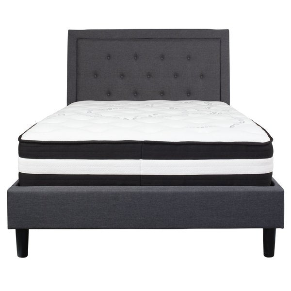 Roxbury Full Platform Bed Set, Dark Gray