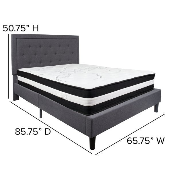 Roxbury Queen Platform Bed Set, Dark Gray