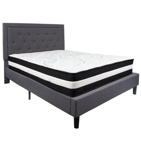 Roxbury Queen Platform Bed Set, Dark Gray