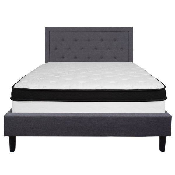 Roxbury Queen Platform Bed Set, Dark Gray