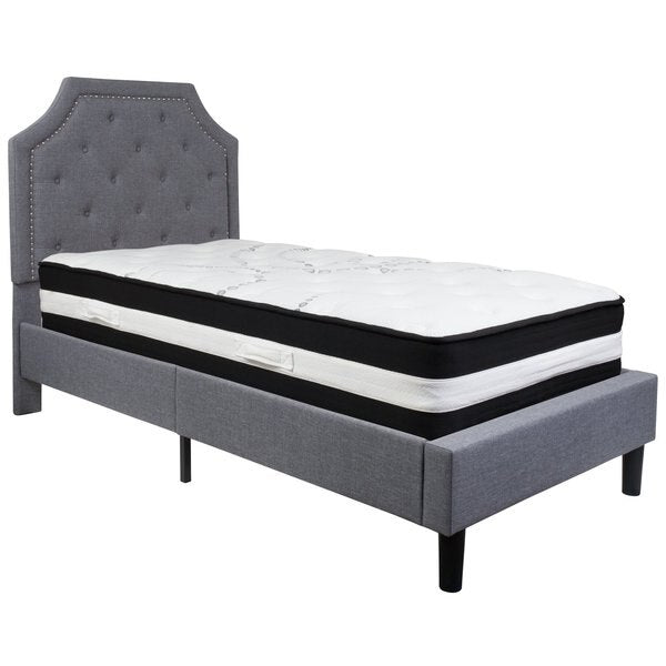 Brighton Twin Platform Bed Set, Lght Gray