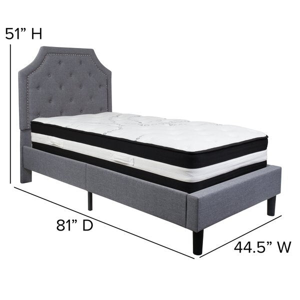 Brighton Twin Platform Bed Set, Lght Gray