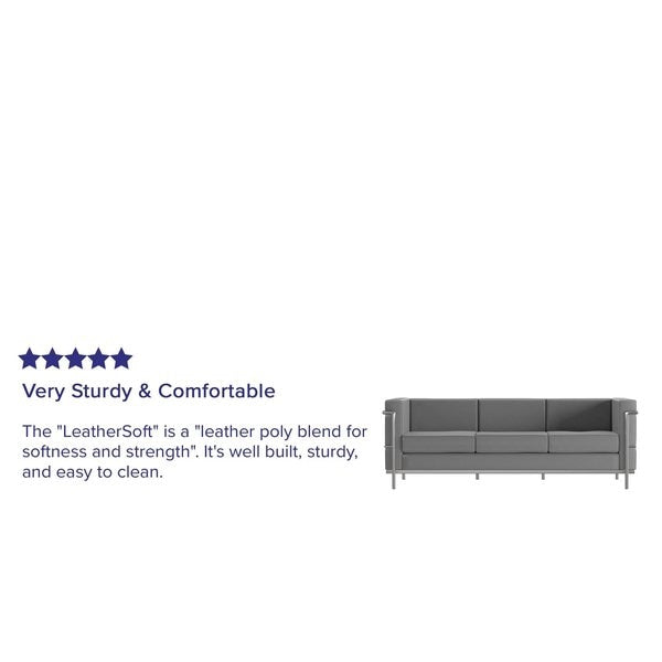 Gray LeatherSoft Sofa with Double Bar Frame