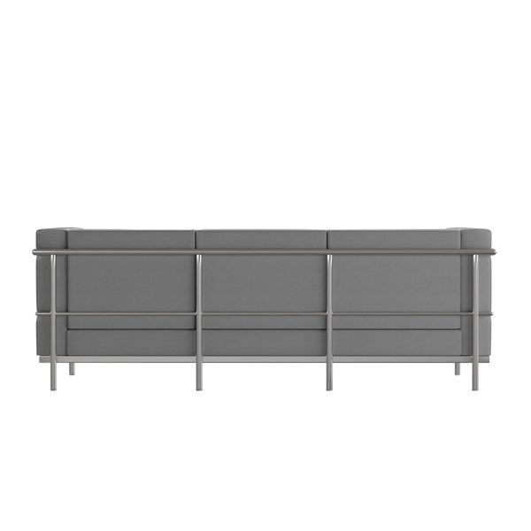 Gray LeatherSoft Sofa with Double Bar Frame