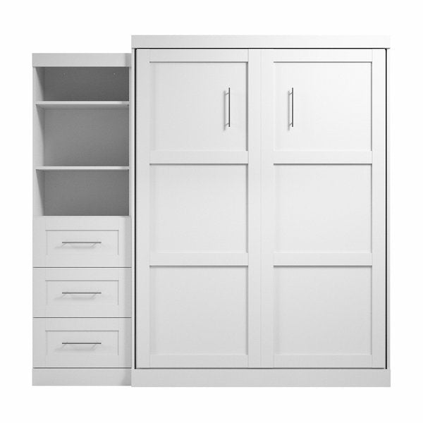 Queen Wall Bed Kit, Pur, 3Drwr, White, 90