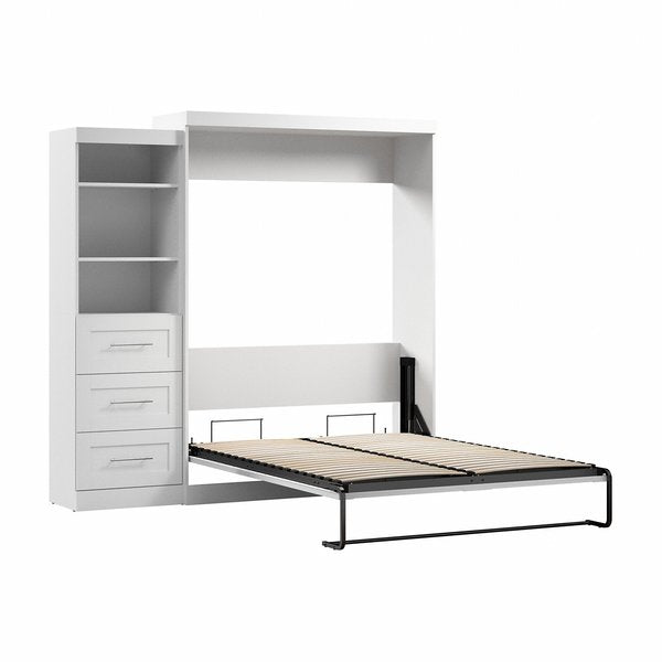 Queen Wall Bed Kit, Pur, 3Drwr, White, 90