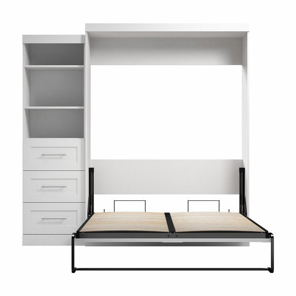 Queen Wall Bed Kit, Pur, 3Drwr, White, 90