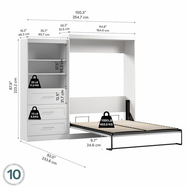 Queen Wall Bed Kit, White, 101