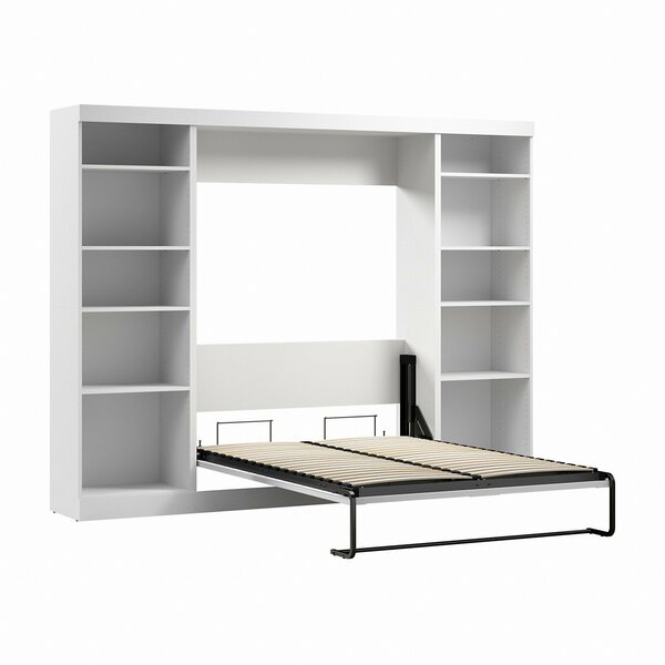 Bestar Pur Full Murphy Bed with 2 Shelving Units (109W) in White