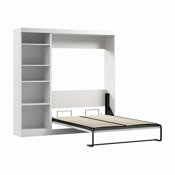 Bestar Pur Full Murphy Bed with Shelving Unit (84W) in White