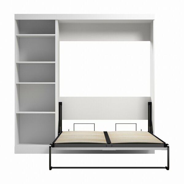 Bestar Pur Full Murphy Bed with Shelving Unit (84W) in White