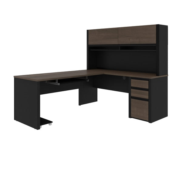 Connexion L-Shaped Workstation with hutch, Antigua/Black
