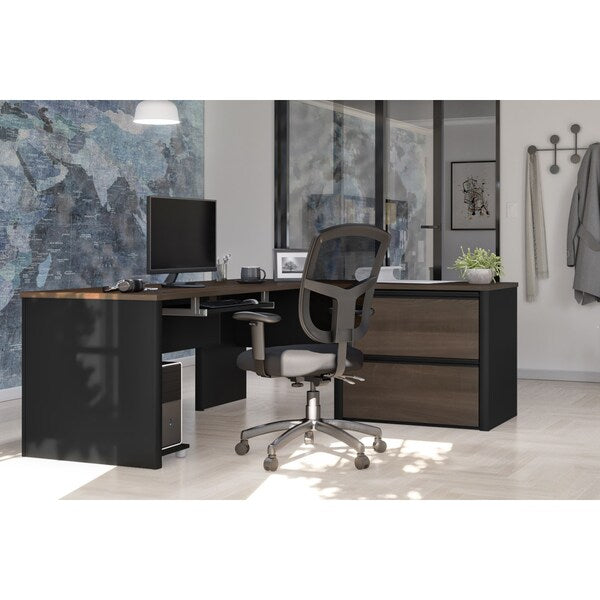 Connexion L-Shaped Workstation, Antigua/Black