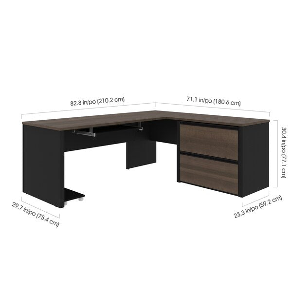 Connexion L-Shaped Workstation, Antigua/Black