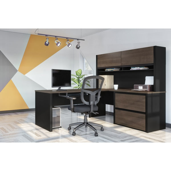 Connexion L-Shaped Workstation, Antigua/Black