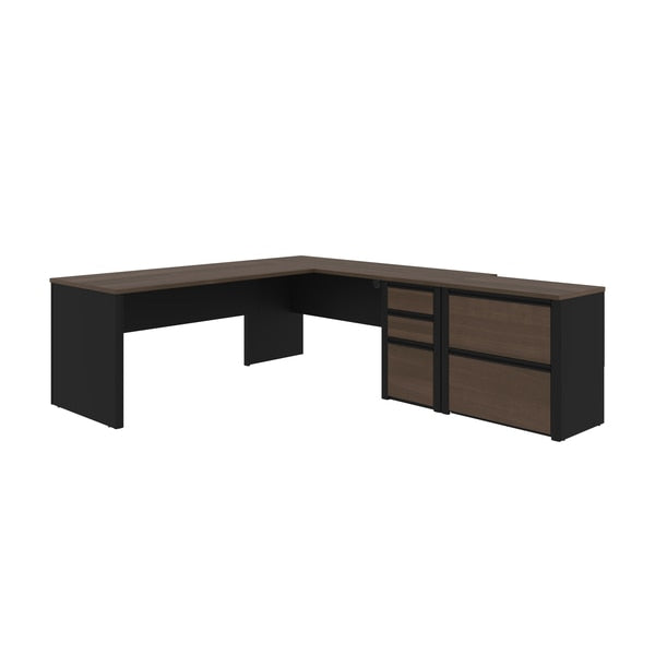 Connexion L-Shaped Workstation with Lateral File, Antigua/Black