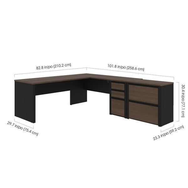 Connexion L-Shaped Workstation with Lateral File, Antigua/Black